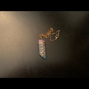 NWOT Pink & Blue Ombré Crystal Wire-Wrapped Necklace